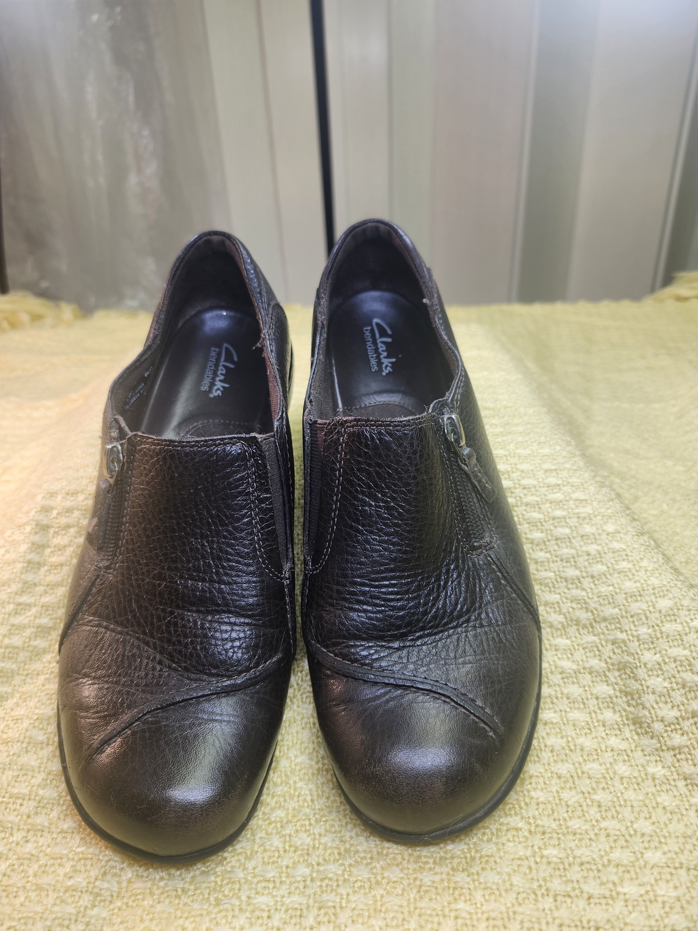 Clarks Dark Brown Leather Slip-On Women's Shoes